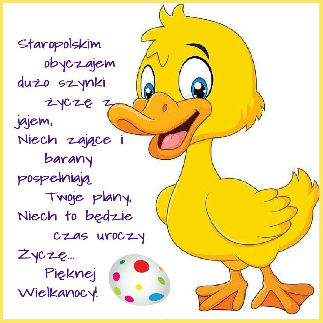 Radosna kaczka z życzeniami Wielkanocnymi